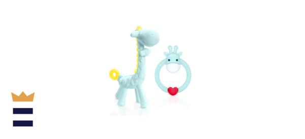 SHARE&amp;CARE BPA Free 2 Silicone Giraffe Baby Teether Toy